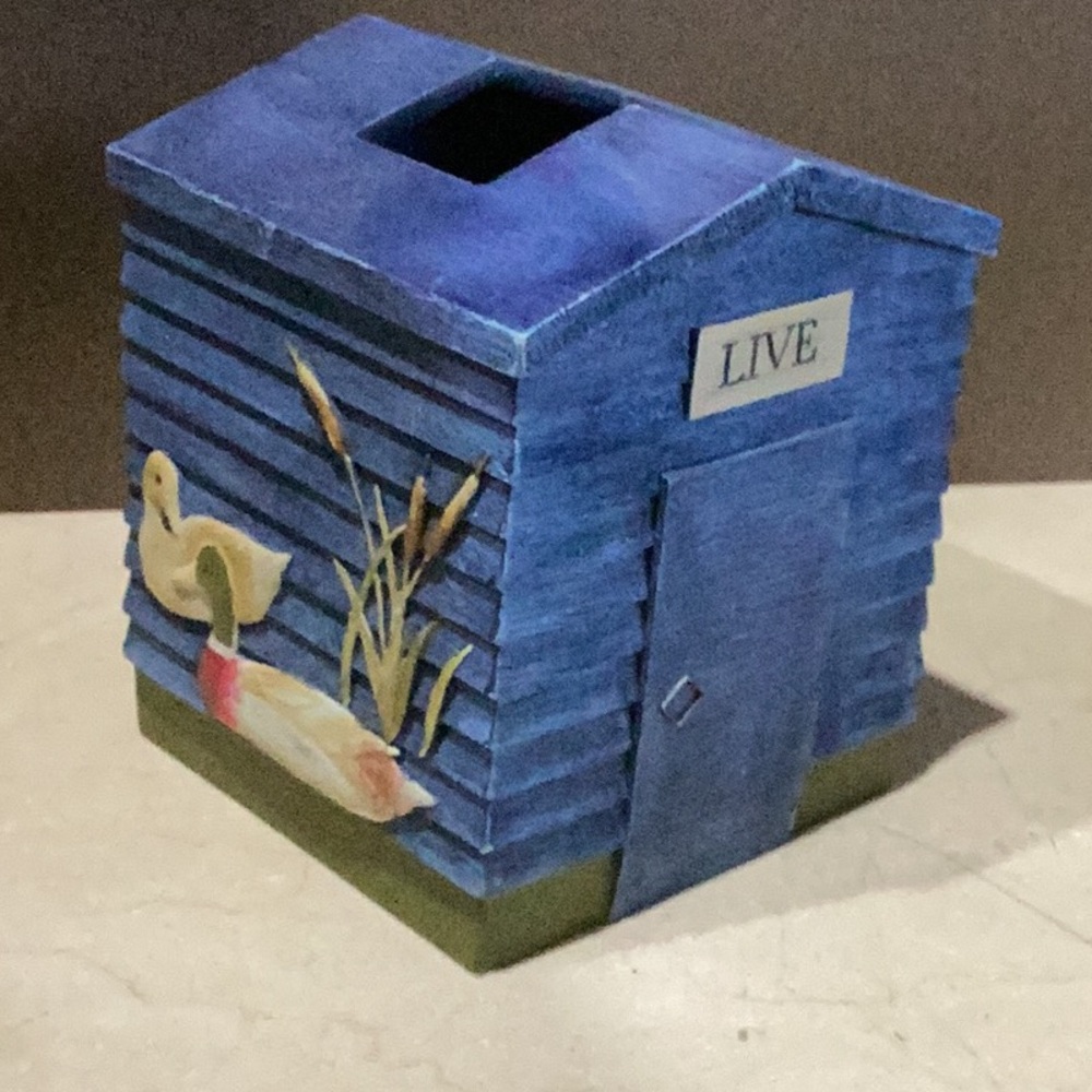 Bacova Guild Decorative Resin Tissue Cube LIVE LOVE LAKE Ducks Cabin Lake House